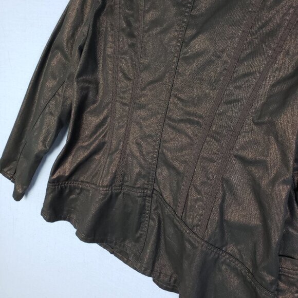 Coldwater Creek Metallic Bronze Jacket Blazer Snap Button Closure size 14P - Picture 10 of 16